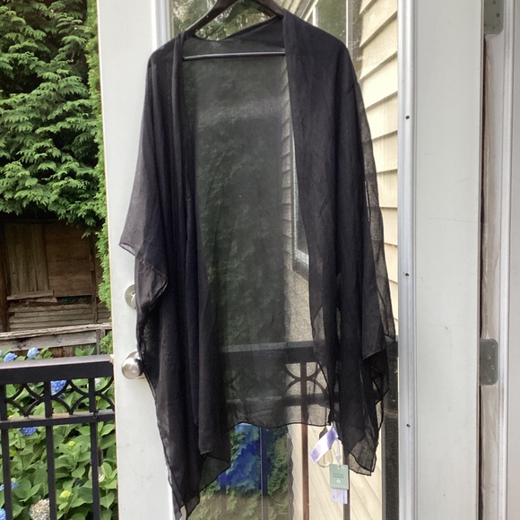 BNWT “ONLY” Luna Palm Beach Coverup Cardigan . L/XL.Black - Picture 2 of 5